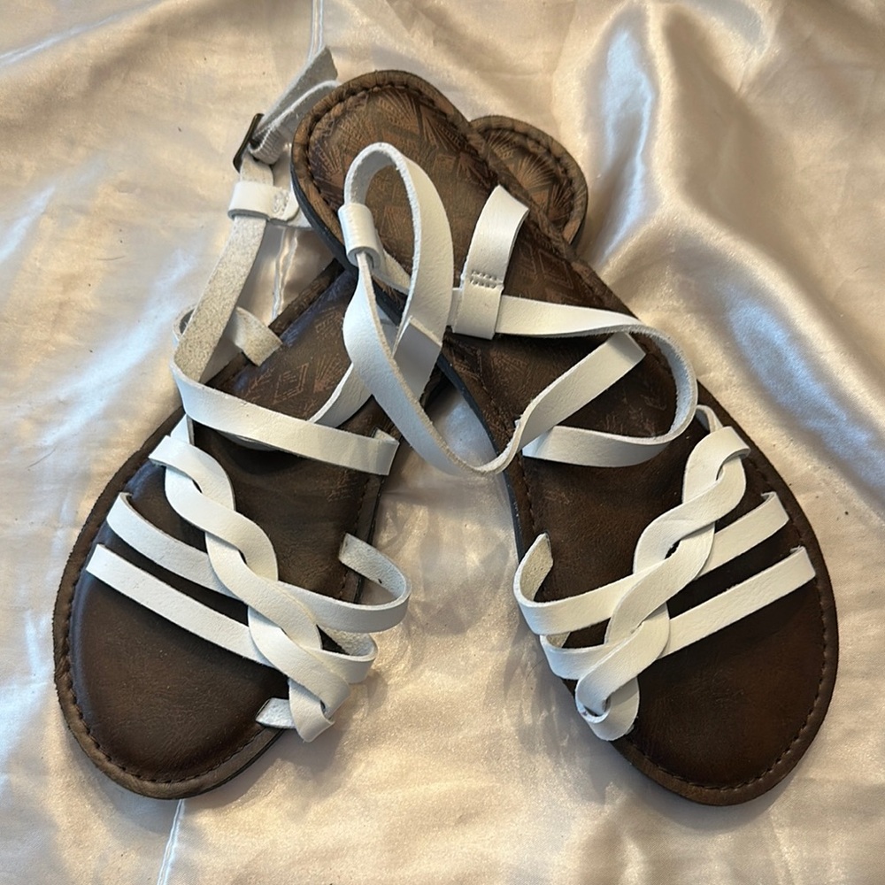 Time and Tru White Braided Sandals